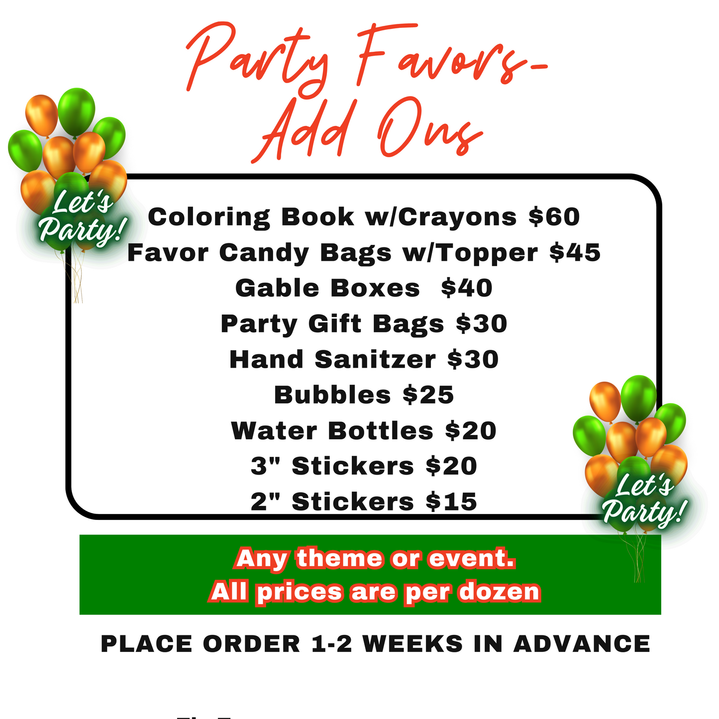 Custom Party Favor Add-Ons