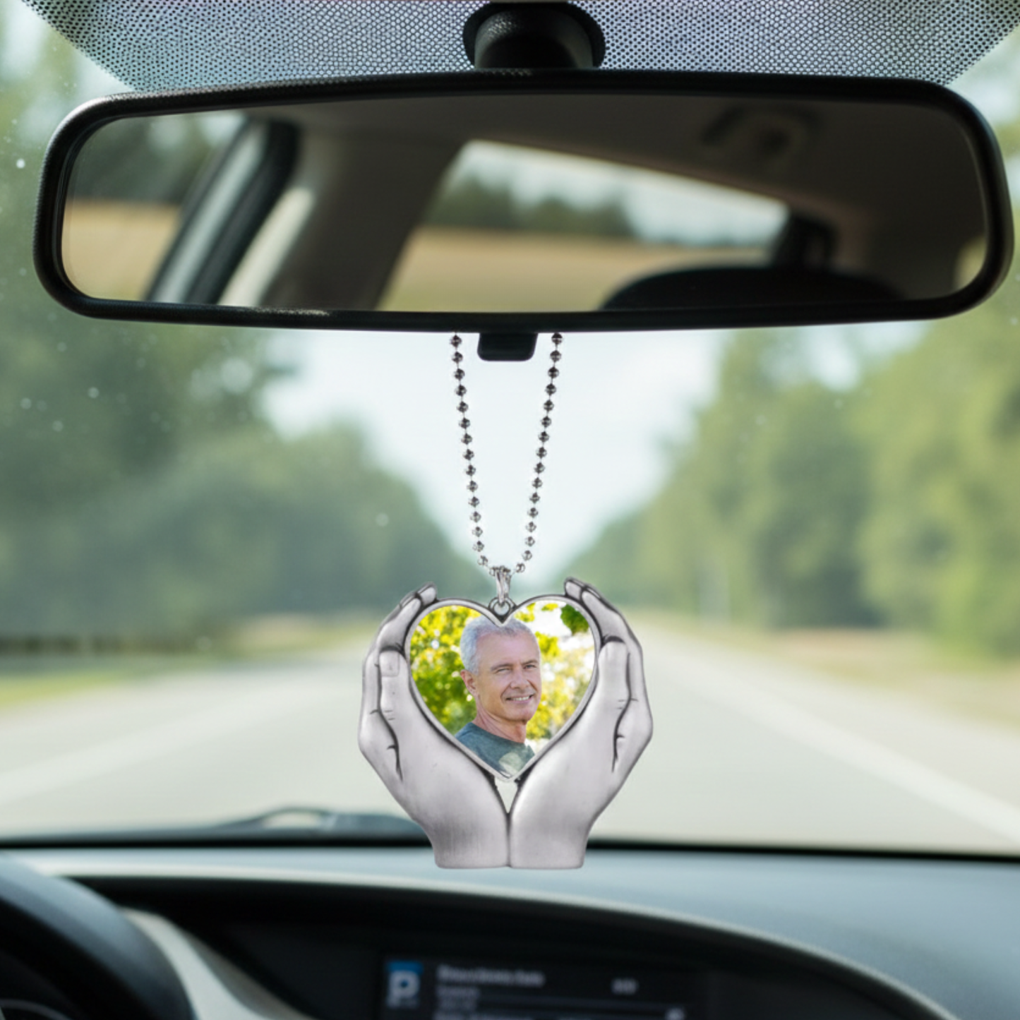 Memorial Heart Ornament Photo Keychain