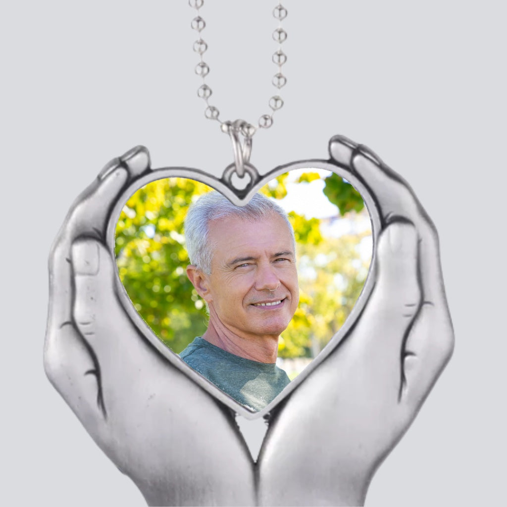 Memorial Heart Ornament Photo Keychain